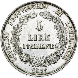 5 lira 1848, Milán