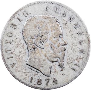 5 lira 1874 M, Milán